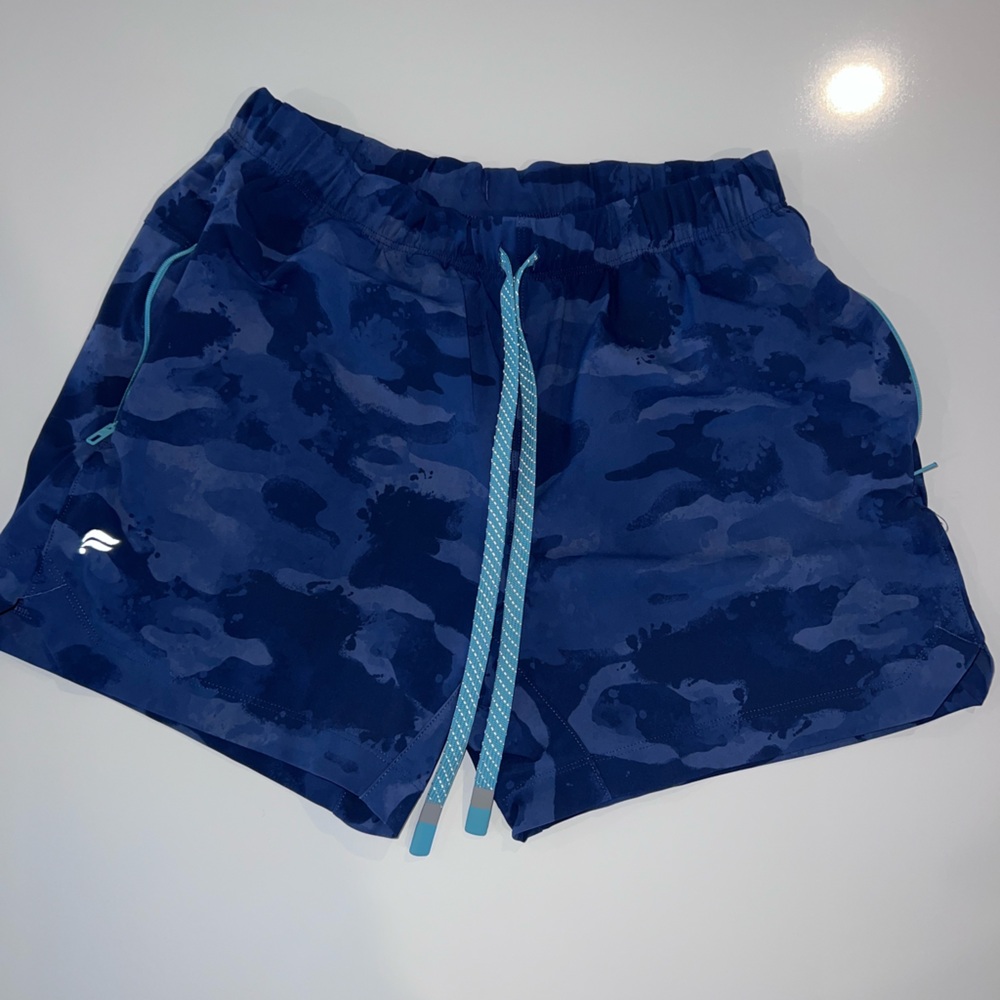 Fabletics Blue Camo Athletic Shorts
